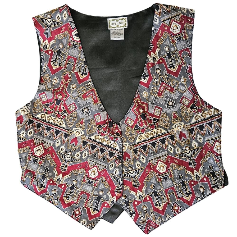 Magic Craft Beaded Vest One Size‎ Vintage Boho Festival Geometric